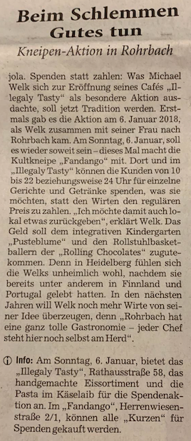 Zeitungsartikel über die Aktion „Spenden statt zahlen"